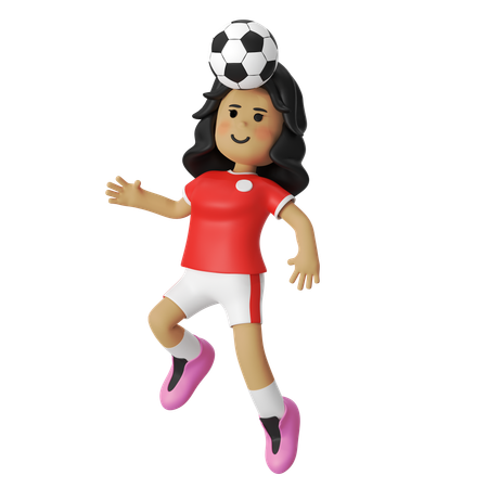 Fille joueuse de football en tête  3D Illustration