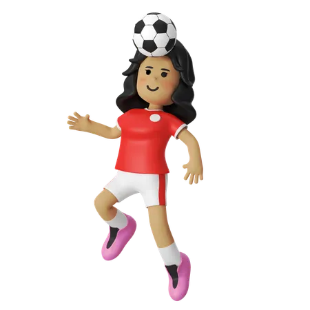 Fille joueuse de football en tête  3D Illustration