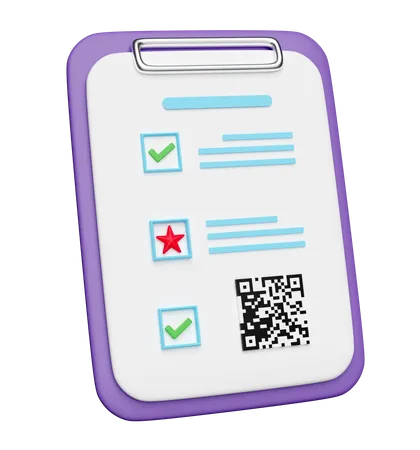 Clipboard With Qr Code Checklist Check Mark Isolated 3D Icon