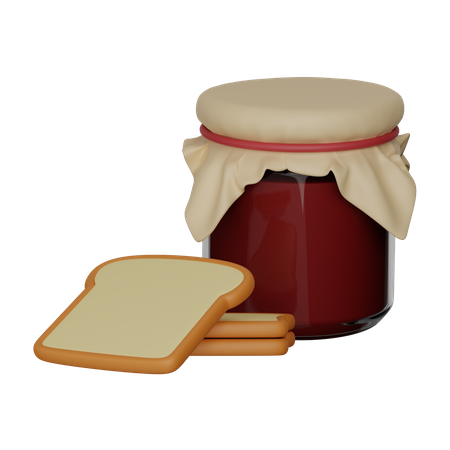 Toast with a jar of jam  3D Icon