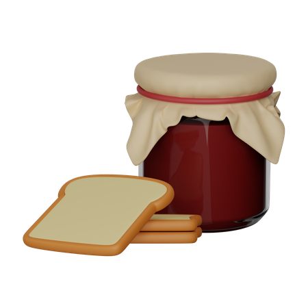 Toast with a jar of jam 3D Icon