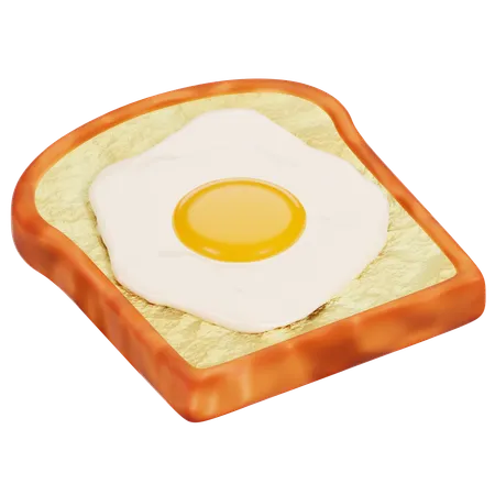 3 D Toasted Bread With Fried Egg Isolated On Transparent Background Egg Sandwich 3 D Rendering Breakfast Fast Food Icon Concept 3D Icon