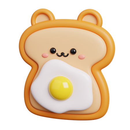 Toast with Fried Egg 3D Icon