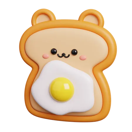 Toast with Fried Egg 3D Icon