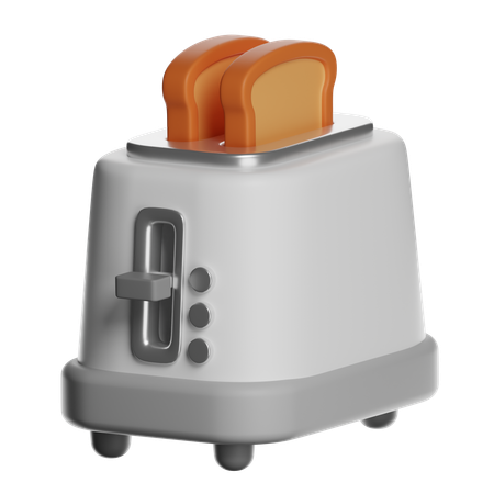 Toaster With Toast Slice  3D Icon
