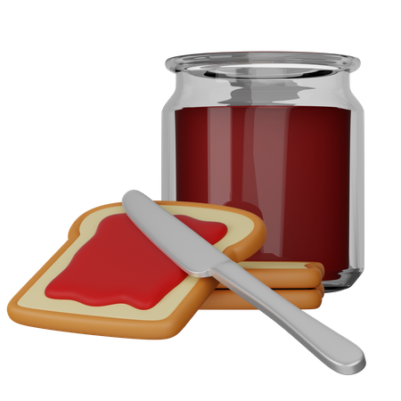 Toasts with jam  3D Icon