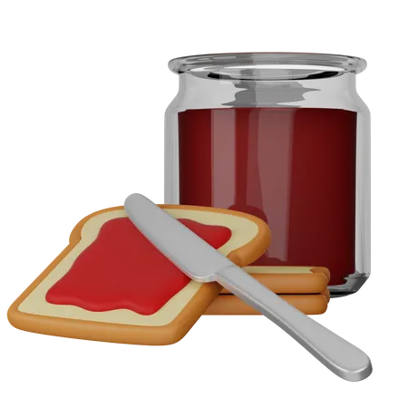 Toasts with jam  3D Icon