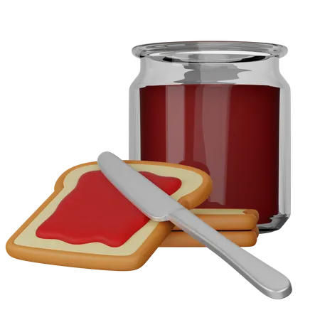 Toasts with jam 3D Icon