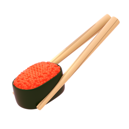 Tobiko Gunkan In Chopstick  3D Icon