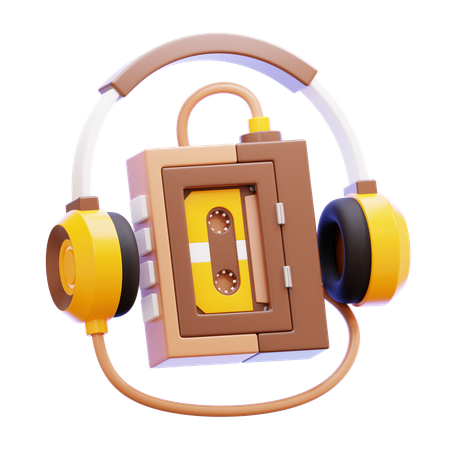 Toca-fitas com fones de ouvido  3D Icon