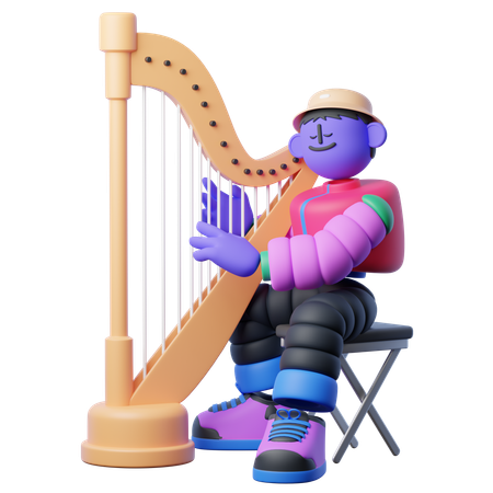 Tocando el arpa  3D Icon