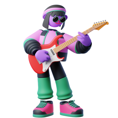 Tocar la guitarra  3D Illustration