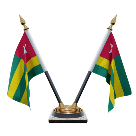 Togo Double Desk Flag Stand  3D Flag