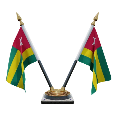 Togo Double Desk Flag Stand  3D Flag