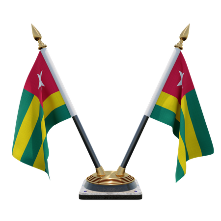 Togo Double Desk Flag Stand 3D Illustration