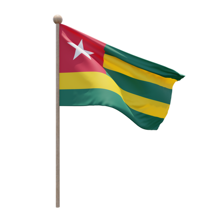 Togo Flag Pole  3D Illustration