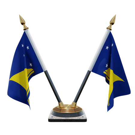 Tokelau Doppel-Tischflaggenständer  3D Flag