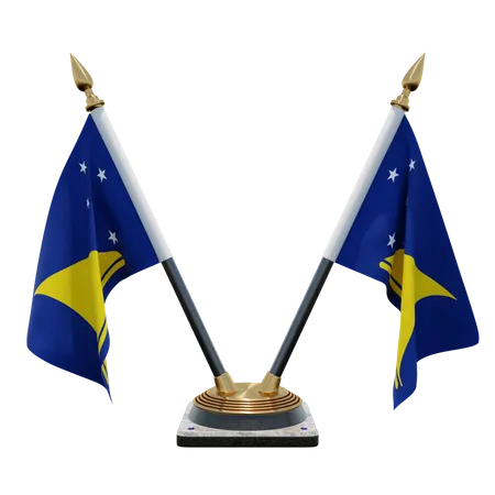 Tokelau Doppel-Tischflaggenständer  3D Flag