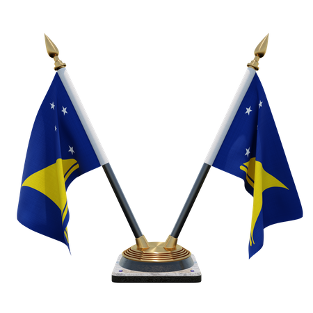 Tokelau Double Desk Flag Stand  3D Flag