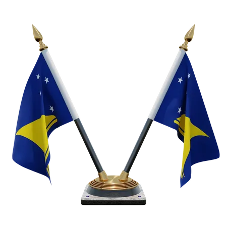 Tokelau Double Desk Flag Stand  3D Flag