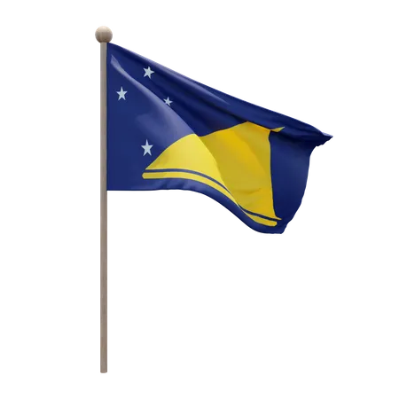Tokelau-Fahnenmast  3D Flag