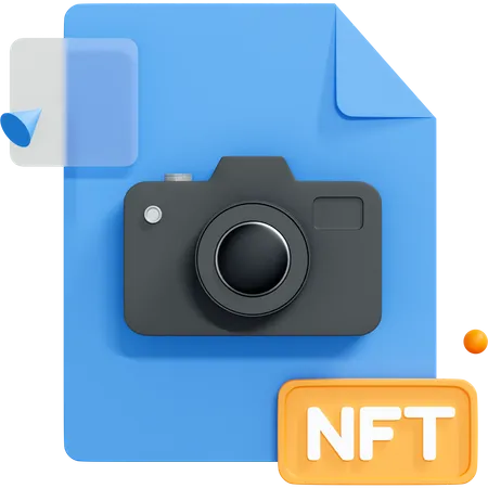 Token Não Fungível com Câmera e Imagem Digital  3D Icon