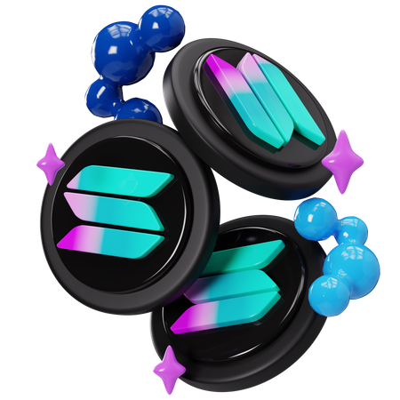 Tokens de tecnologia de blockchain Solana  3D Icon