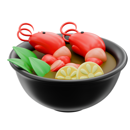 Sopa de frutos do mar tom yum  3D Icon