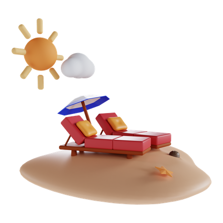 Tomando sol na praia  3D Illustration