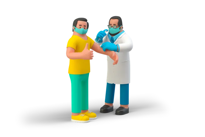 Tomando la vacuna  3D Illustration