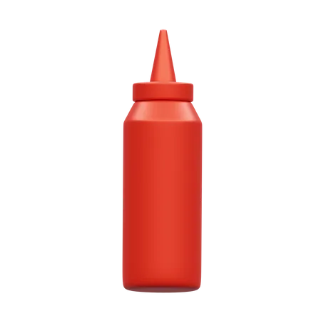 3 D Object Rendering Of Tomato Ketchup Squeeze Bottel Icon Isolated 3D Illustration