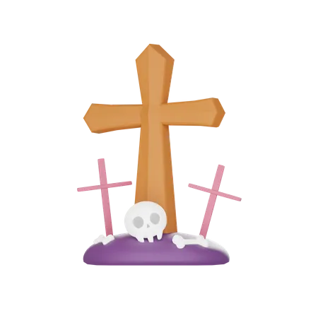 3 D Halloween Grave Icon Illustration 3D Icon