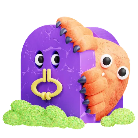 Tombstone Monster  3D Illustration