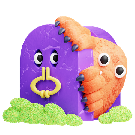 Tombstone Monster  3D Illustration