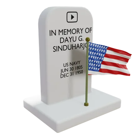 Tombstone with USA Flag  3D Illustration