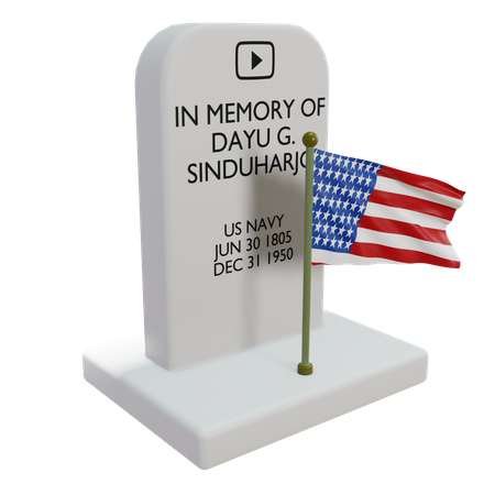 Tombstone with USA Flag 3D Illustration