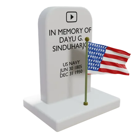 Tombstone with USA Flag 3D Illustration