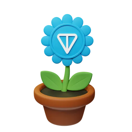 Ton Crypto Plant Pot  3D Icon