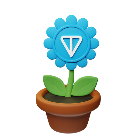 Ton Crypto Plant Pot  3D Icon