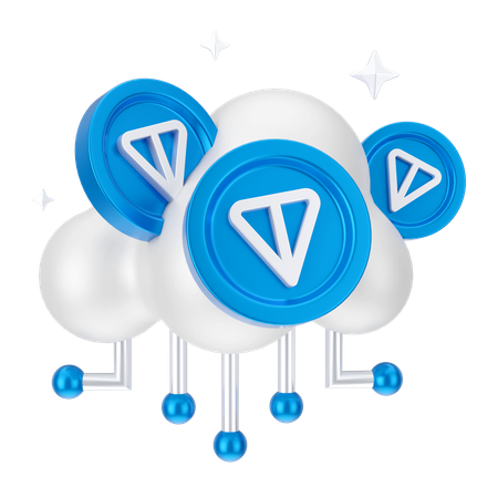 Tonnenmünzen-Cloud-Netzwerk  3D Icon