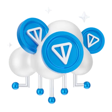 Tonnenmünzen-Cloud-Netzwerk  3D Icon