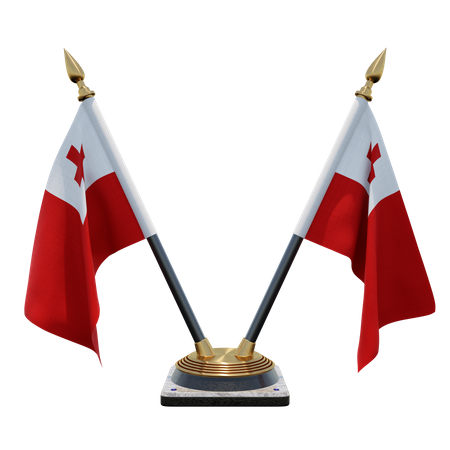 Tonga Double (V) Desk Flag Stand  3D Icon