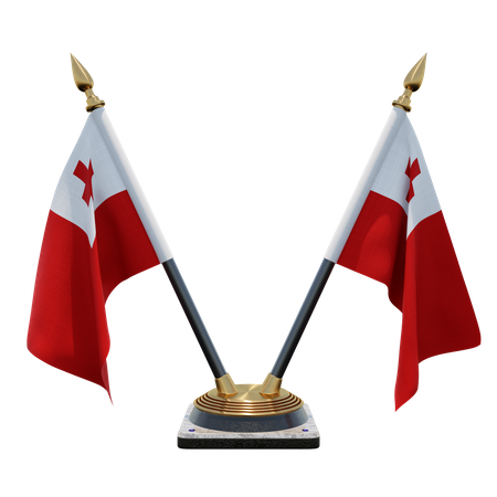 Tonga Double (V) Desk Flag Stand  3D Icon