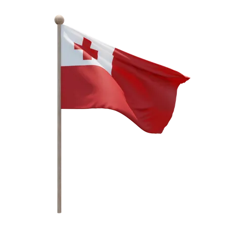 Tonga Flag Pole  3D Flag