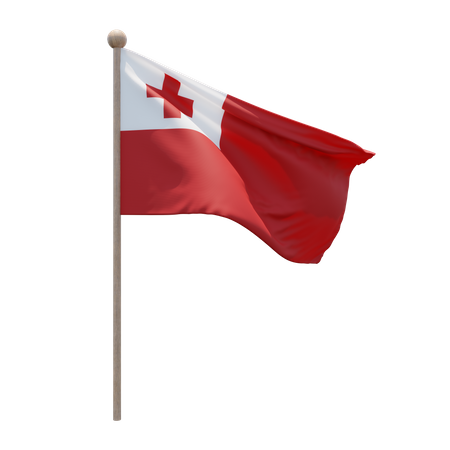 Tonga Flagpole  3D Flag