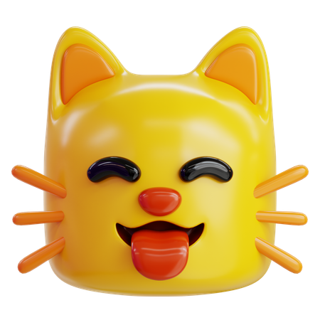 Tongue Out Cat Emoji  3D Icon