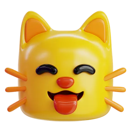 Tongue Out Cat Emoji  3D Icon