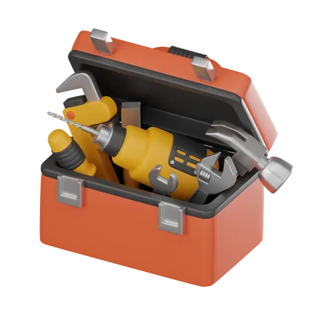 Toolbox And Construction Tools Perfect Icon For DIY Carpentry And Home Improvement Concepts 3 D Render Illustration 3D Icon