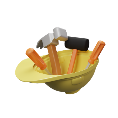 Tools And Helmet  3D Illustration