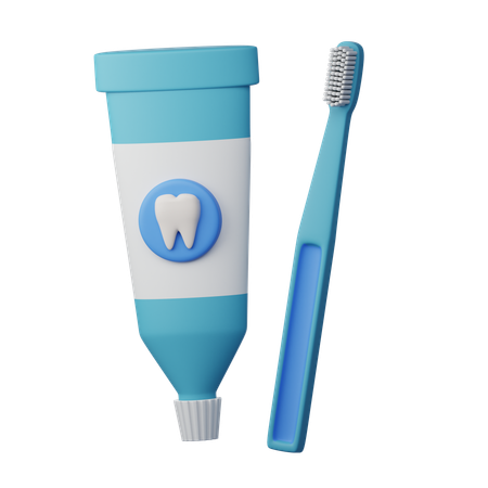 Tooth Brush And Tooth Paste  3D Icon